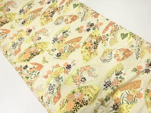 地紙に草花模様織出し名古屋帯